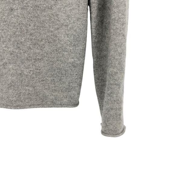 J.Crew 100% Cashmere Sweater Gray V Neck Rolled Hem Italian Yarn Large Soft Luxe - Picture 2 of 6